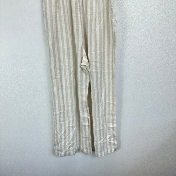 Abercrombie & Fitch Linen Jumpsuit Striped Smocked Body Short Sleeves SP - Picture 9 of 16